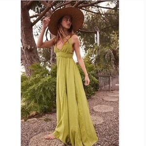 Free People Endless Summer Heat Haze Maxi Dress Small NWT Green